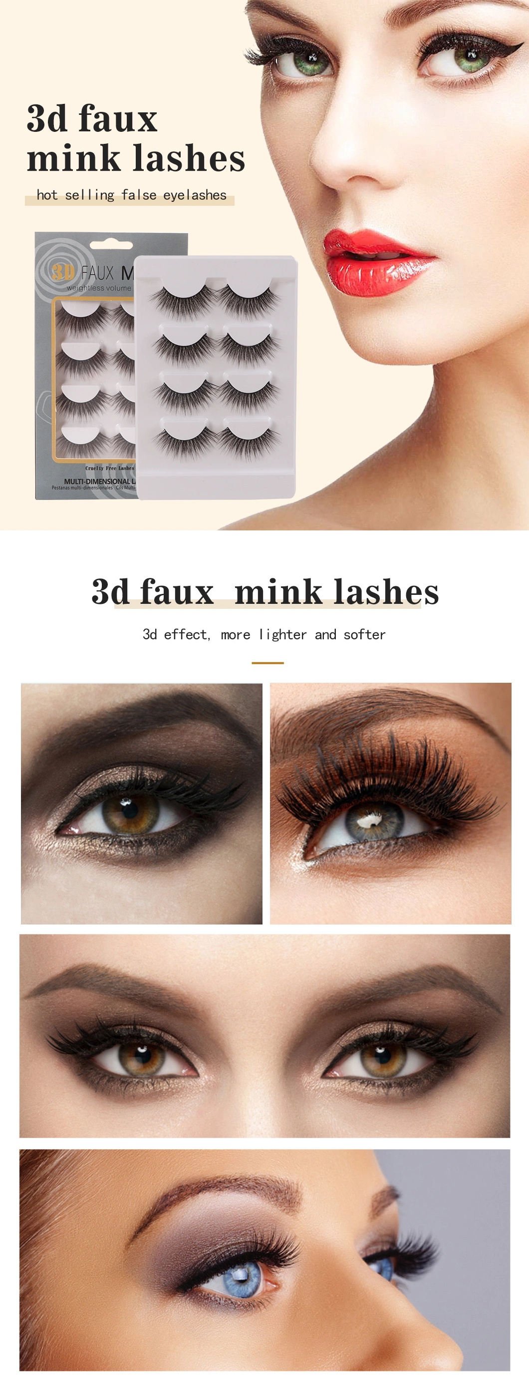 Vegan Friendly Faux Mink Eyelash Extension Wholesale Bulk Custom Eyelash Packaging Silk Mink Full Strip Lashes