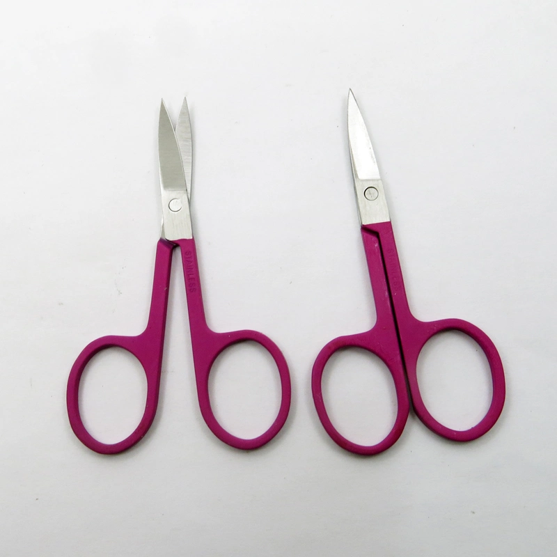 Stainless Steel with Electronic Coating Rubberizd Painting Beauty Scissors Accessories for Eyebrow Eyelash Facial Trimming