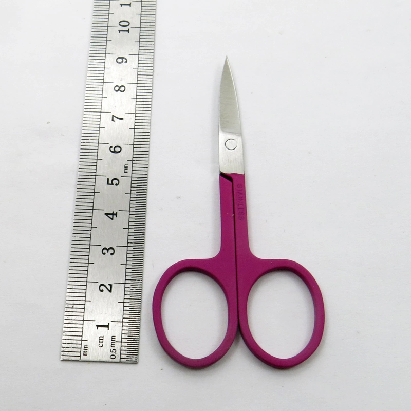 Stainless Steel with Electronic Coating Rubberizd Painting Beauty Scissors Accessories for Eyebrow Eyelash Facial Trimming