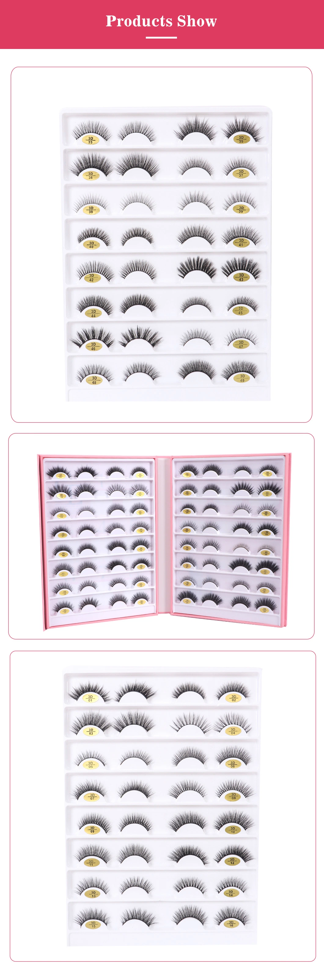 3D 5D Faux Mink Eyelashes Natural and Thin Eyelash Extension Vendor Customized Boxes False Eyelash Packaging Box Silk Mink Lashes